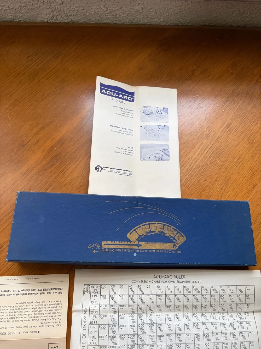 Hoyle Engineering Company Acu-Arc Ruler Adjustable Curve Drafting Tool Complete